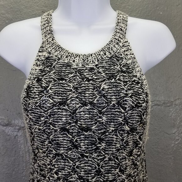 Moth Anthropologie Sweater Tank Womens S Debussy Marled Chunky Knit Black White - Picture 3 of 13